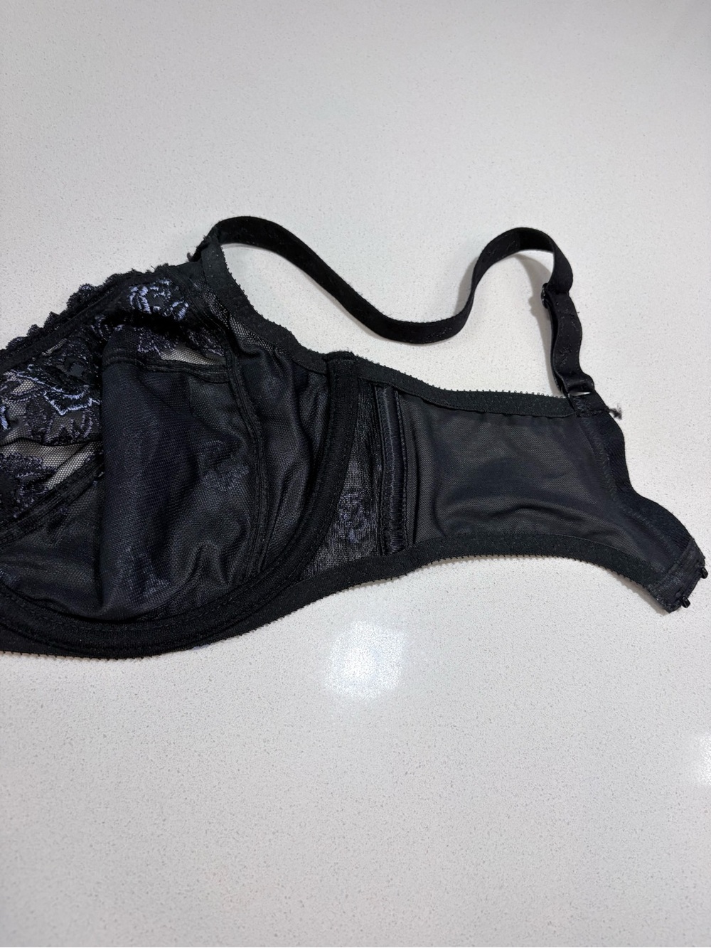 Embroidered Underwire Bra in Black and Lavender Floral - Picture 10 of 13